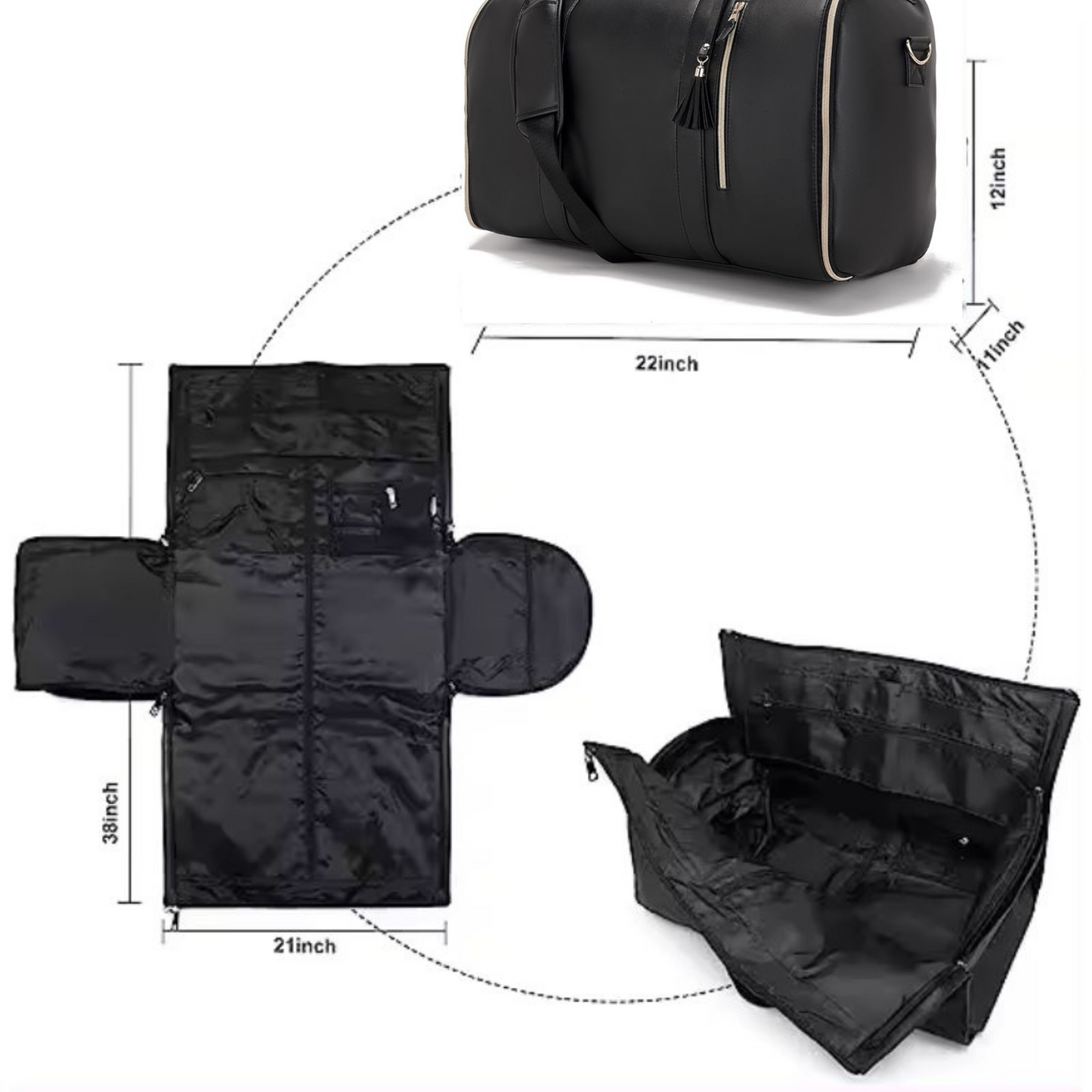 Convertible Garment Bag All in 1 PU Leather