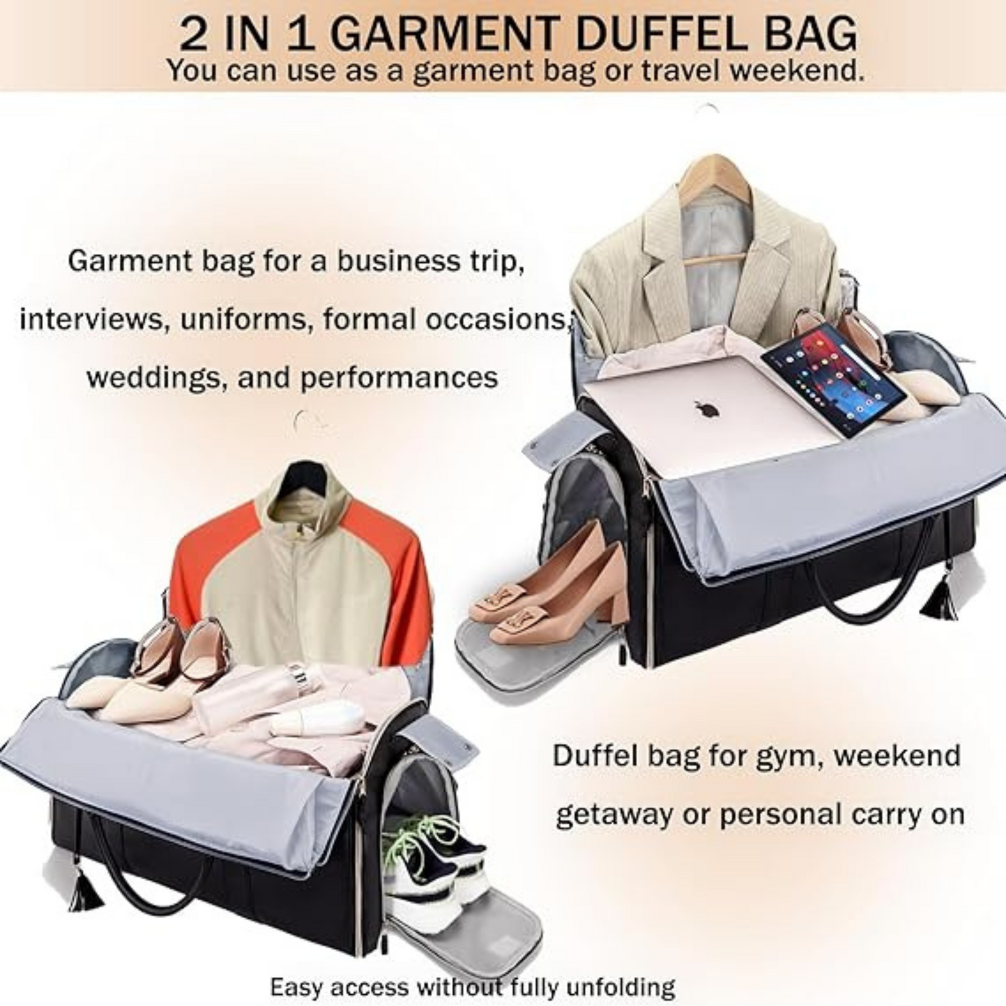 Convertible Garment Bag All in 1 PU Leather
